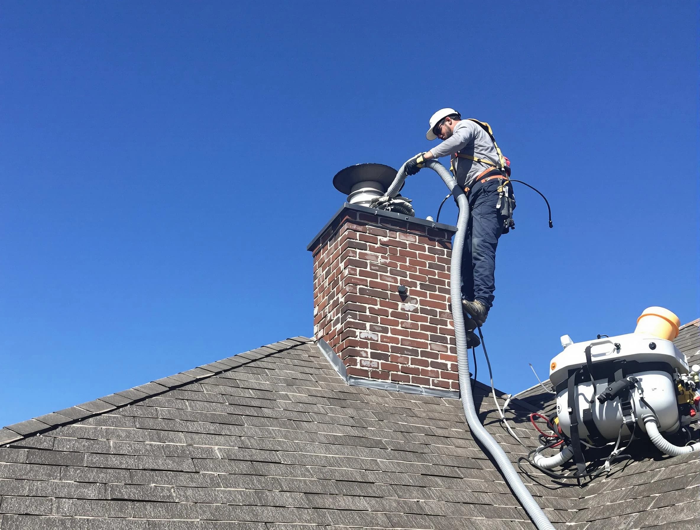 Dedicated South Ogden Chimney Sweep team member cleaning a chimney in South Ogden, UT