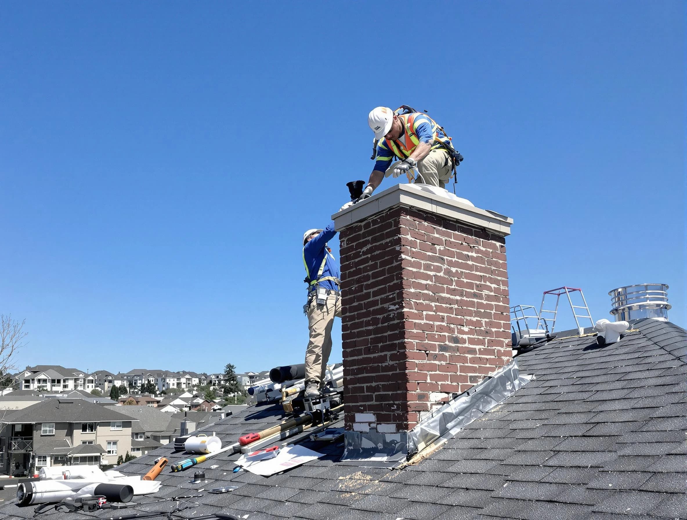 South Ogden Chimney Sweep repairing a chimney crown in South Ogden, UT