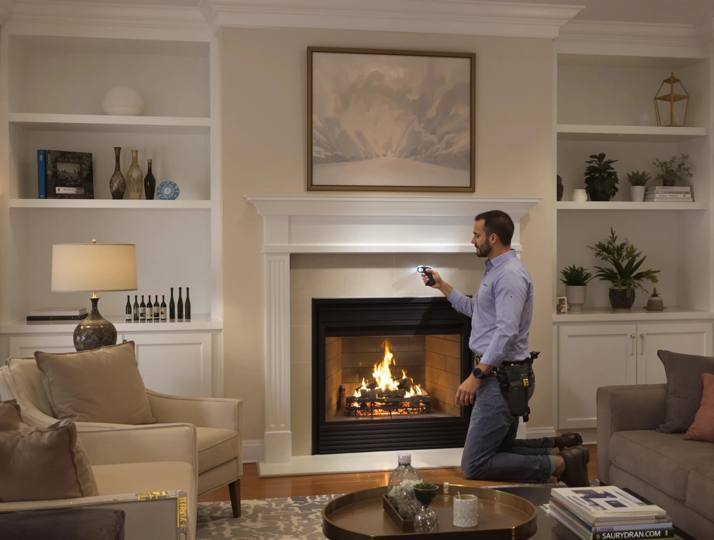 South Ogden Chimney Sweep conducting a fireplace safety inspection in South Ogden, UT