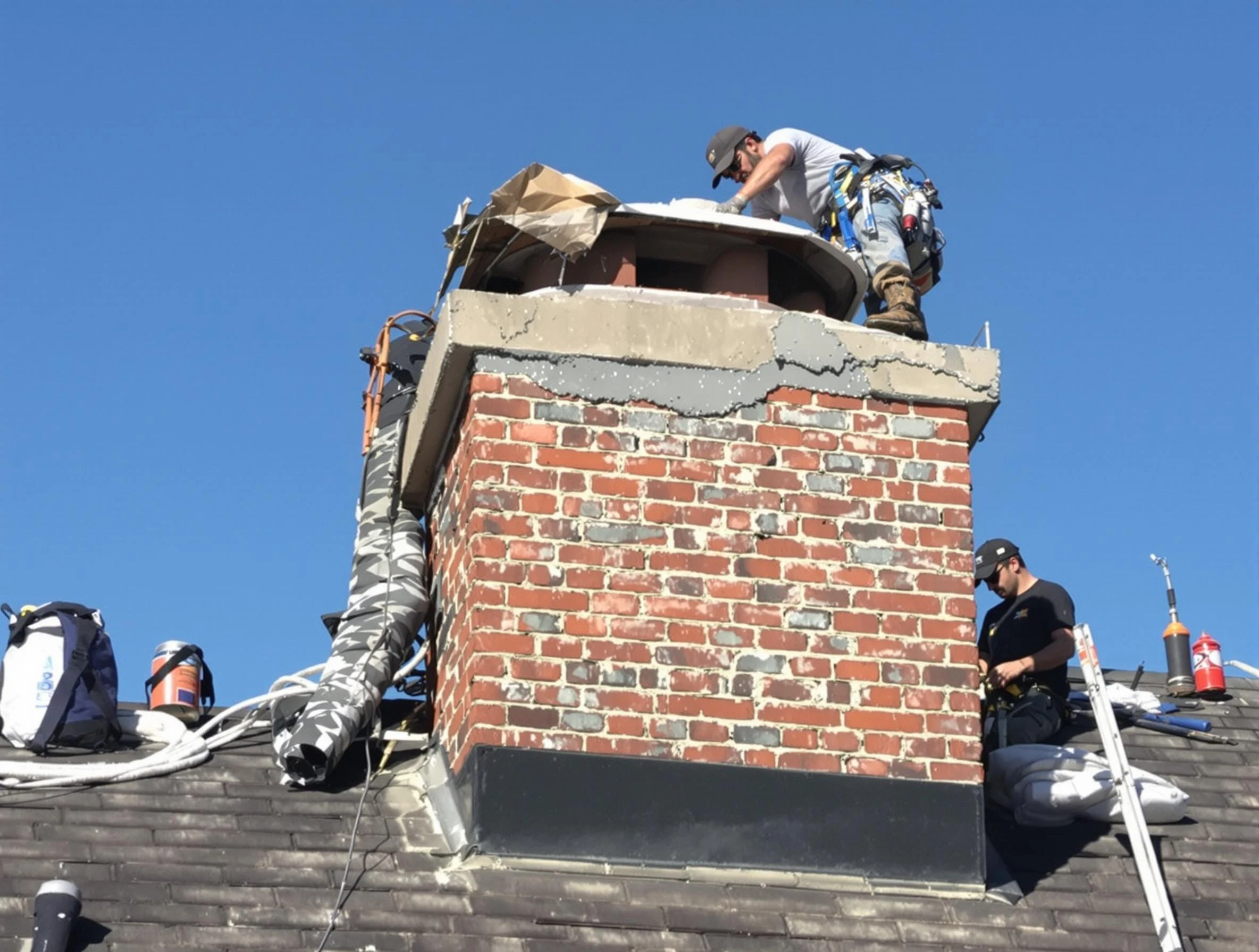 South Ogden Chimney Sweep installing a custom chimney crown in South Ogden, UT
