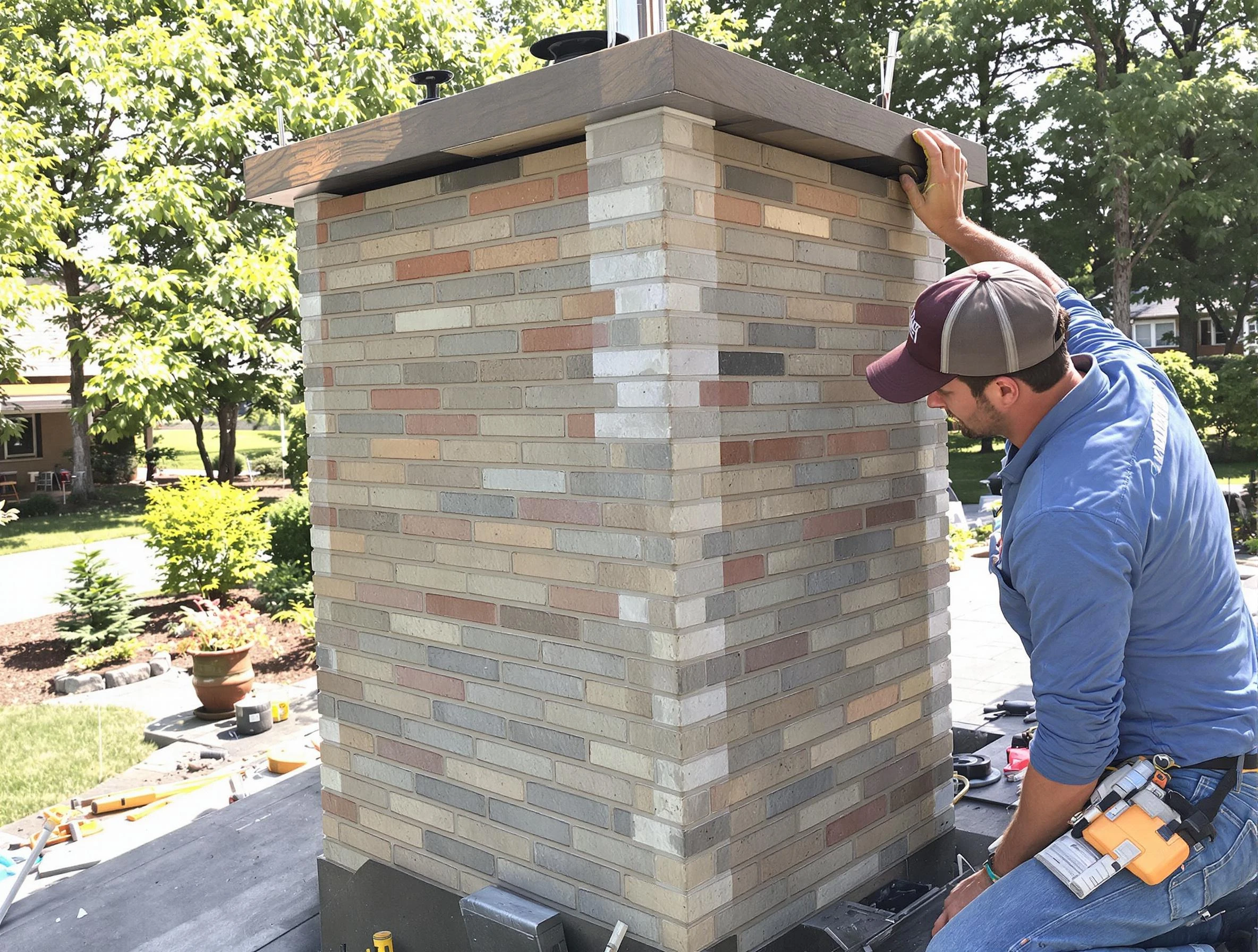 South Ogden Chimney Sweep completing a modern chimney remodel in South Ogden, UT