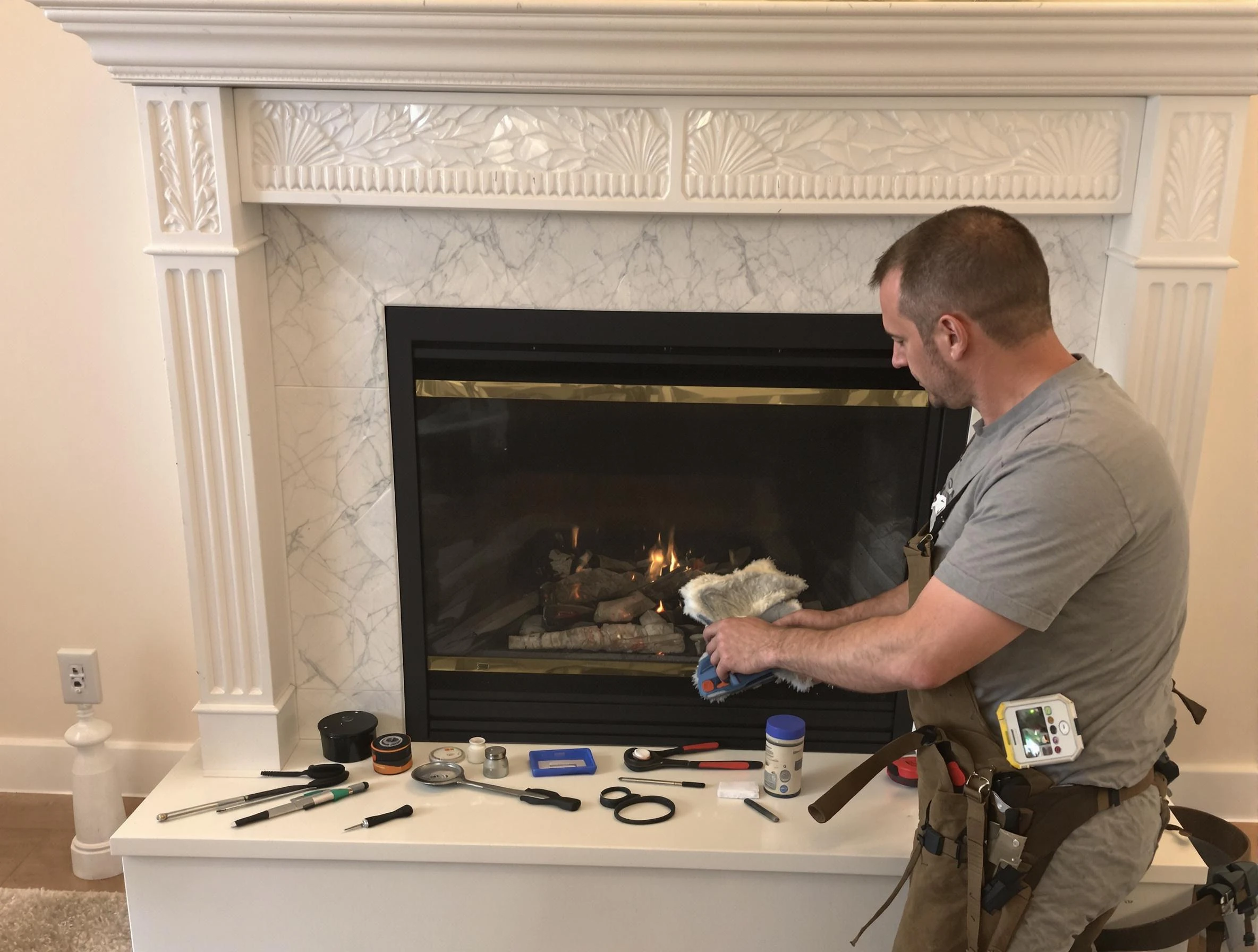 South Ogden Chimney Sweep performing fireplace maintenance in South Ogden, UT